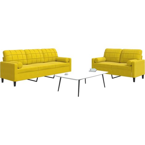 Juego de sofás con cojines 2 piezas terciopelo amarillo vidaXL (1/5)