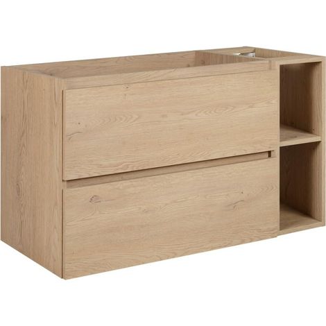 Mobile da bagno 100 cm (80+20), Colore: Rovere Chiaro, 100 x 46 x 60,7 cm, senza piano di lavoro (1/5)