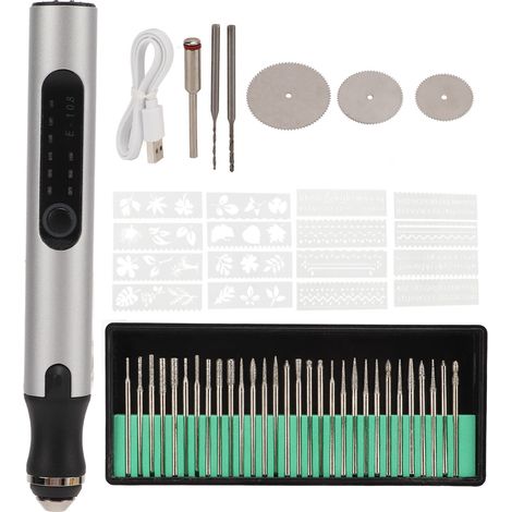 Electric Engraving Pen Aluminum Alloy Silver Mini Micro Engraver with Intelligent Overload Protection Chip