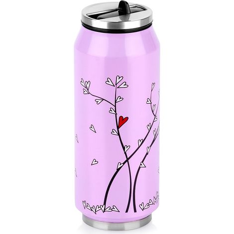 Tazza termica, lattina rosa, bottiglia per bambini, thermos per bevande da 400 ml (1/5)