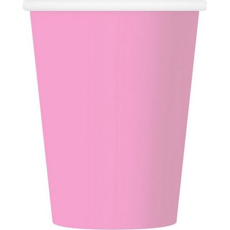 Bicchieri di carta rosa per compleanno, 250 ml, confezione da 6 pezzi.