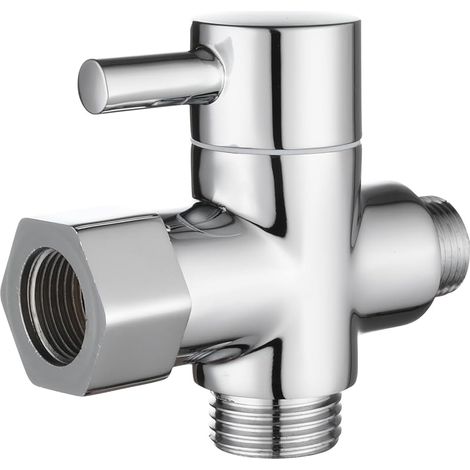 Vanne 3 Voies en Laiton Massif 3/8"-12/17 T Adaptateur Vanne de Derivation pour Toilette WC, Chromé, DSF007D