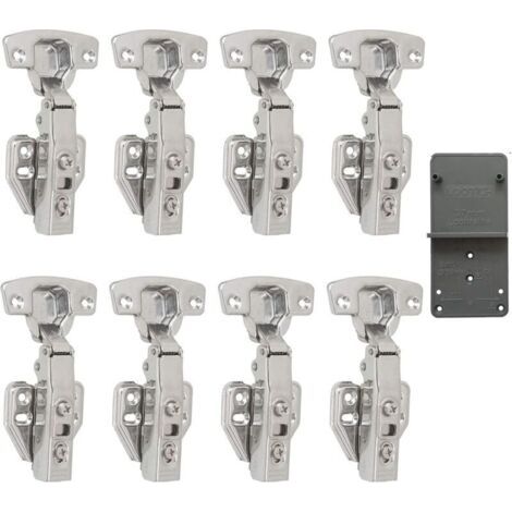 Charnières à fermeture amortie avant 110° 35 mm avec amortisseur hydraulique pour porte d'armoire de cuisine Charnière automatique Amortissement intégré Lot de 8 pièces (1/5)