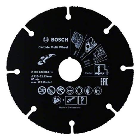 Bosch Profi-Trennscheibe Hartmetall Multi Wheel Multi Material (Ø 125 mm, Zubehör für Schleifer)