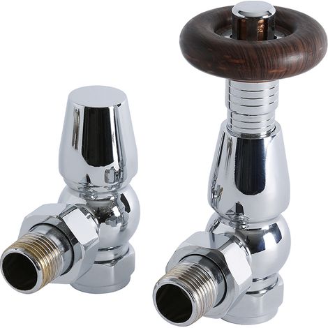 Milano Windsor Angled Heated Towel Rail Radiator Thermostatic Valves Pair - Chrome (1/3)