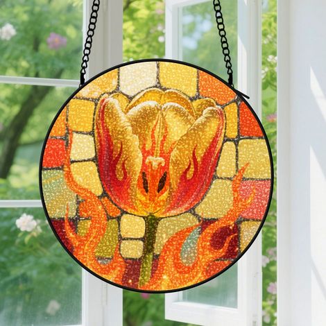 Suspension en vitrail, attrape-soleil élégant minimaliste unique, décoration jardin intérieur, cadeau Anniversaire pour femme, homme, tante 9cm (1/5)