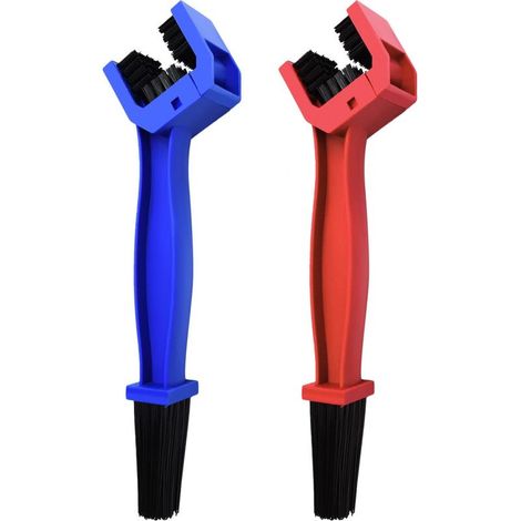 Nettoyeur de chaîne de moto, brosses de nettoyage (2 pièces, colorées, bleue et rouge) (1/5)