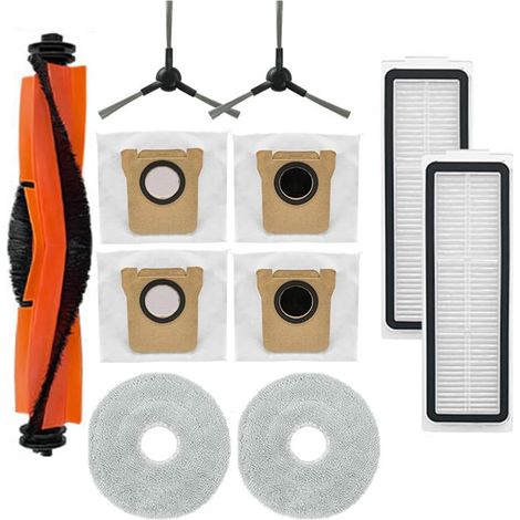 Accessoires de rechange pour aspirateur robot Xiàomi Vacuum X20 MAX, 11 accessoires comprenant 1 brosse principale, 2 filtres, 2 chiffons à serpillère, 4 sacs à poussière, 2 brosses latérales (1/5)