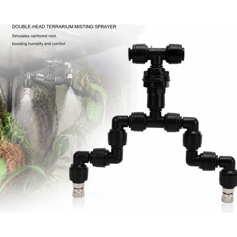 Spruzzatore a doppia testa con rotazione a 360° - ABS argento per terrari di rettili (1/5)