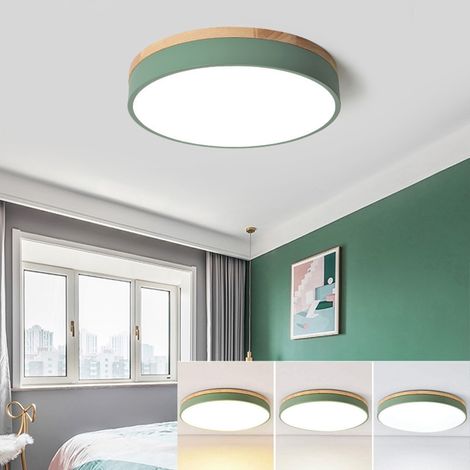 Plafonnier LED, Plafonnier Rond Moderne en Métal 24 W, 3 Températures de Couleur, pour Salon, Chambre, Cuisine, Couloir, Salle à Manger, 30 cm, Vert (1/5)
