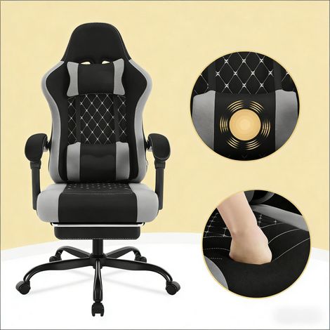 Fauteuil de bureau pivotant, chaise ergonomique pour ordinateur, siège gaming avec fonction massage (uniquement chaise de bureau) (1/5)