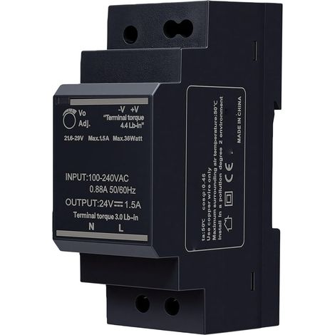 DIN Rail Power Supply, 36W 1.5A AC Switching Power Supply (1/5)