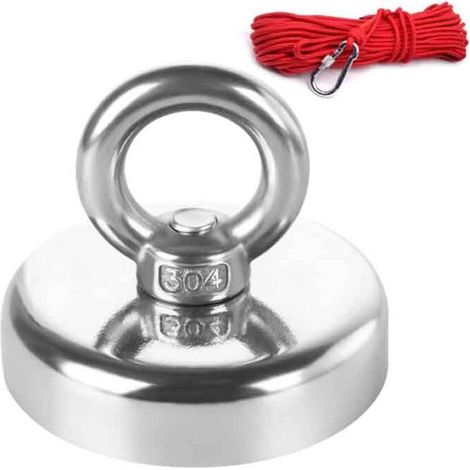 Ensemble de pêche magnétique, ensemble d'aimants de pêche de tension de 550 lb, aimant rond puissant en néodyme pour la pêche magnétique et la récupération de rivière (1/4)
