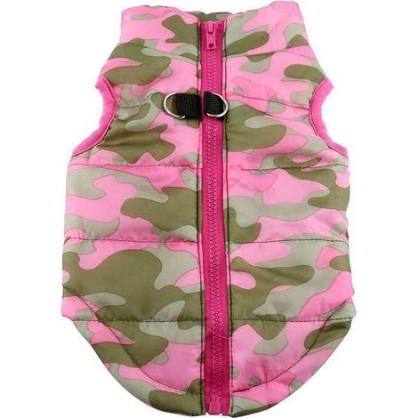 Chaquetas cálidas para mascotas, abrigos de algodón para perros, abrigos de invierno y otoño, ropa para gatos y perros, disfraces para mascotas (rojo rosado, M) (1/2)
