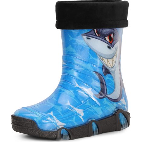 Ladeheid Bottes de Pluie Chaussure Enfant Fille Garçon Swk42 (Bleu Requin 42, 23/24 EU)