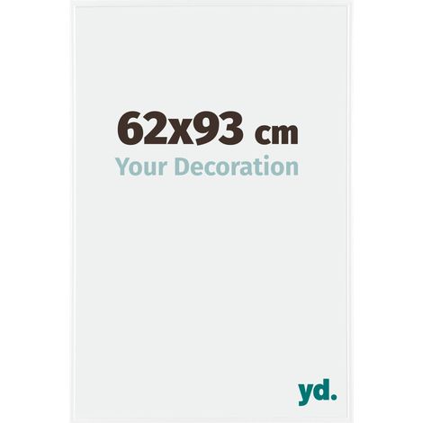 Your Decoration - 62x93 cm - Cadre Photo en Plastique Avec Verre acrylique - Anti-Reflet - Excellente Qualité - Blanc Brillant - Cadre Decoration Murale - Evry.
