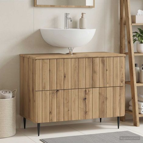vidaXL Armadio per Lavabo da Bagno ZWOLLE Rovere Artigianale
