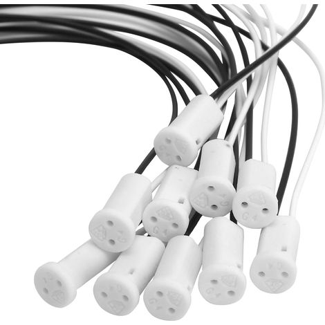HENGBIRD 10 x G4 Ceramic Sockets with 20 cm Cable - Heat Resistant for LED and Halogen Lamps - Replacement Socket for Ceiling Lights, Kitchen Lights and Display Cases (1/5)