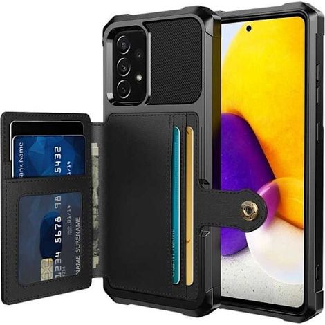 Una custodia protettiva antiurto di alta qualità per il Samsung A53 5G, con design a 4 scomparti, disponibile in nero V3.