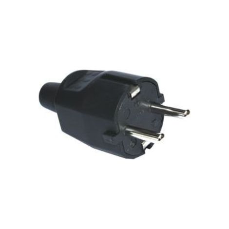 Clavija Red Electrica Schuko Macho 16A/250Vac GOMA Color NEGRO  K16015