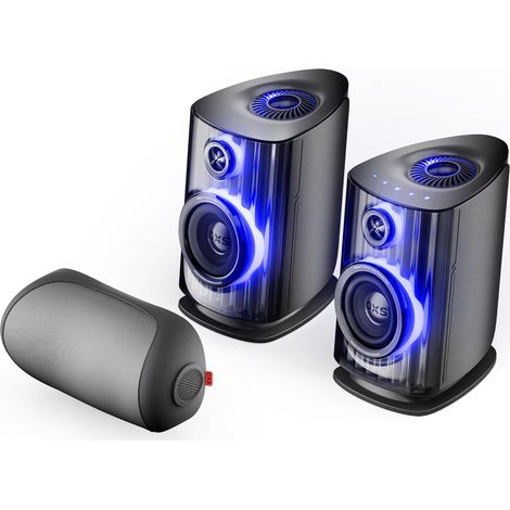 Système d’Enceintes Gaming 5.1.2 avec Dolby Atmos, 2 Enceintes Bibliothèque et 1 Enceinte Tour de Cou, Audio Studio, RGB, Plusieurs Modes,APP Contrôle, HDMI 2.1, USB-C, Bluetooth (1/5)