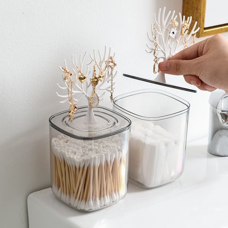 2-teilige Wattestäbchenbox, Aufbewahrungsbox, Badezimmer, Ankleidezimmer, Wohnzimmer, Küche, Zahnstocherbox, Ringe, Ohrringe (1/5)