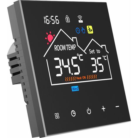 Termostato para calentador de agua o caldera de gas, termostato para calentar agua de 3 A, programable, memoria de falla de energía, todo en negro (1/4)