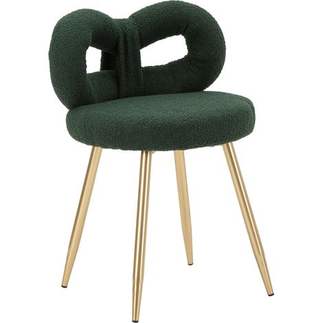 Sedia Rishik, una Sedia, Seduta in Tessuto Effetto Bouclè, Imbottito, Verde