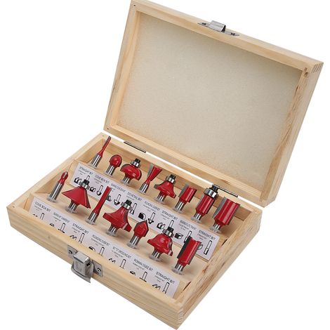 Ensemble de 15 fraises à défoncer pour le travail du bois, accessoires de quincaillerie pour machines en alliage (1/5)