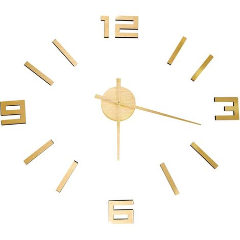 vidaXL Reloj 3D de pared con diseño moderno dorado 100 cm XXL (1/2)