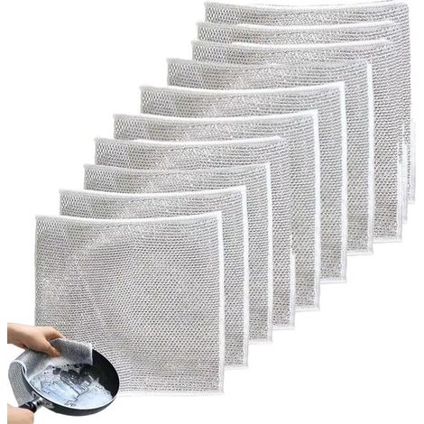10 strofinacci in filo d'acciaio, 20 x 20 cm, panni per la casa, panni per i piatti, panni per la pulizia, panni da cucina, panni lavabili per la pulizia della casa (1/5)