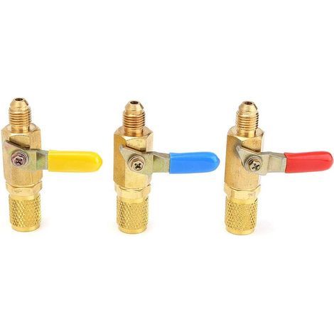 BRAVIX 3 pièces R12 R22 vannes d'arrêt climatisation réfrigérant en laiton 1/4 SAE vanne marche-arrêt pour AC HVAC réfrigération vanne à bille droite (1/5)