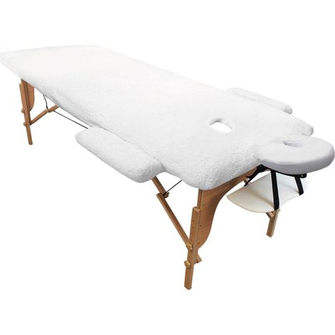 Housse polaire pour table de massage 185x70cm – 4 pièces – Élastique pour maintien – 100% polyester lavable – Vivezen (1/4)
