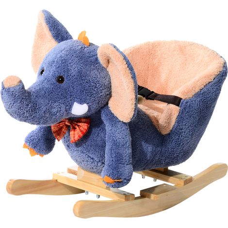 Cheval à Bascule en Bois Éléphant pour Enfants 60x33x45cm (1/5)