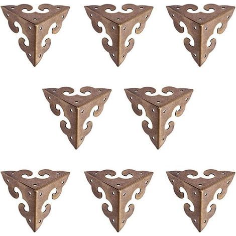 Lot de 8 protections d'angle miniatures vintage en laiton pur avec motif nuage (1/5)
