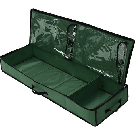 Sac de rangement pour papier cadeau, vert, en tissu Oxford 600D, boîte de rangement à glisser sous le lit avec séparateur amovible pour ruban. (1/5)
