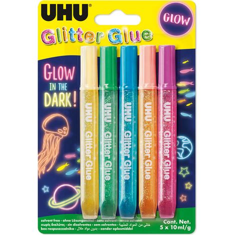 Pegamento con purpurina ud. 5 Glow Uhu - Vertecchi Roma