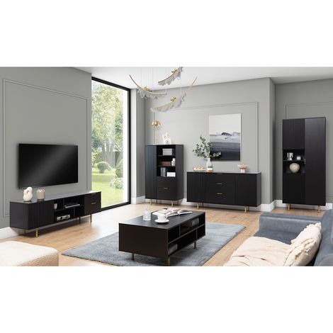 Wohnmöbel Set matt schwarz NADOR-132 modern 5-teilig (1/5)