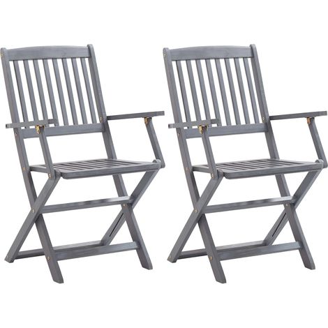 vidaXL Sedie da Giardino Pieghevoli 2 pz in Legno Massello