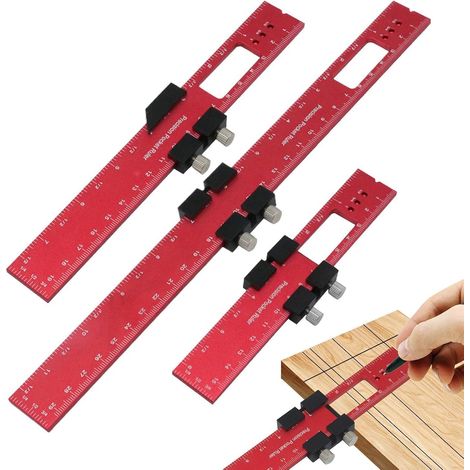 Règle Coulissante Pour Ingénieur 3 pièces en d'aluminium outil précis avec Outils à mesure de précision Pour Mesure en Atelier d'Ingénieur Coupe Scie Niveau (1/5)