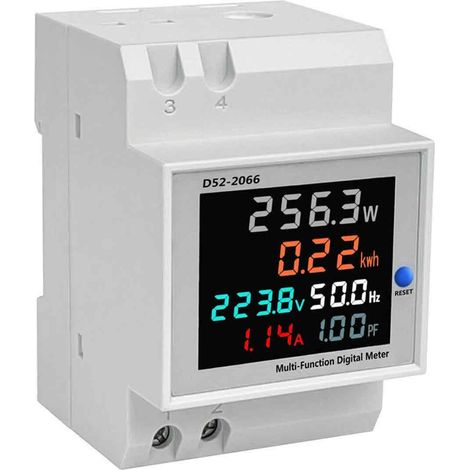 Compteur Electrique - D52-2066 - Moniteur Consommation kWh Puissance Tension Courant Fréquence Facteur Puissance - Rail DIN - 40-300 V AC - 1 Pièce (1/5)