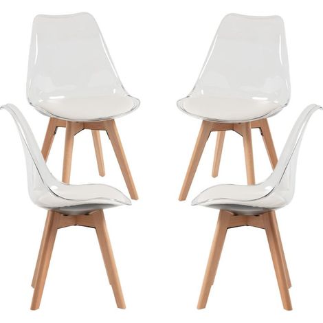 Packs Sillas Comedor - Pack 4 Sillas Synk Transparente Asiento - Blanco