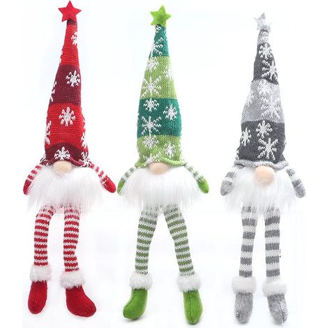 Figurine de Noël lumineuse, poupée homme de la forêt tricotée, déco de scène avec éclairage, ornement festif pour sapin, 3 pièces (1/5)