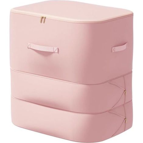 Confezione da 2 sacchi autocomprimibili salvaspazio, adatti per riporre coperte e indumenti, colore rosa (1/4)