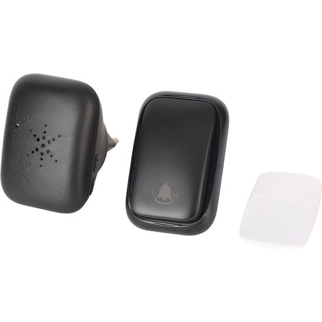 Sonnette sans fil noire auto-alimentée, sans câblage, pour porte d'entrée extérieure, prise UE 100-230 V (1/5)