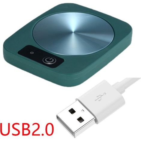 Posavasos térmico con termostato, plato térmico de cerámica, posavasos con termostato USB, color verde oscuro.