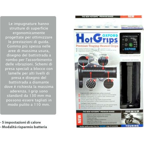 Manopole riscaldate Oxford Touring da 22 mm con pannello 110-120 mm elettriche (1/3)