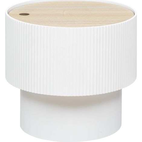 Pegane – Table basse ronde MDF blanc – diamètre 38,5 cm – hauteur 35 cm – design moderne pour salon – facile à assembler (1/3)