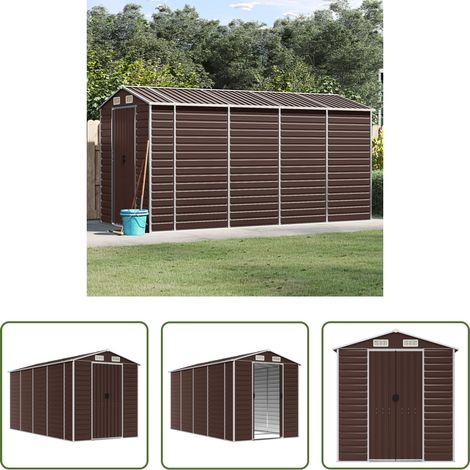 vidaXL Gartengeräte -  Gartenhaus Braun 191x385x198 cm Verzinkter Stahl (1/5)