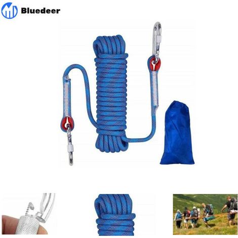 Sicherheitsseil, Nylonseil, Kletterseil für den Außenbereich, Kletterseil, Rettungsseil, Abseilseil, Kletterseil, 20 Meter, blau, 12 mm - Crezuo